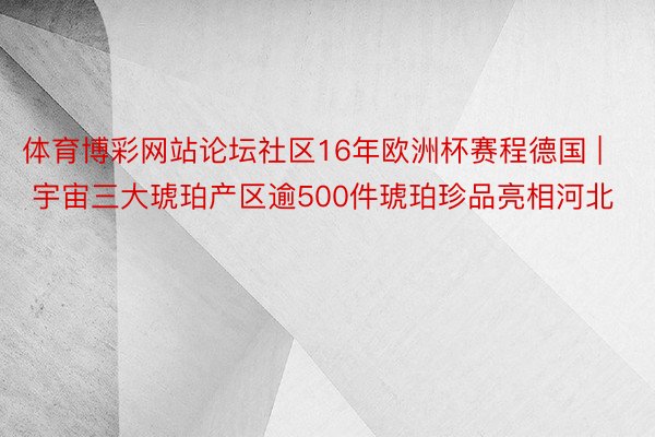 体育博彩网站论坛社区16年欧洲杯赛程德国 | 宇宙三大琥珀产区逾500件琥珀珍品亮相河北