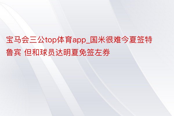 宝马会三公top体育app_国米很难今夏签特鲁宾 但和球员达明夏免签左券