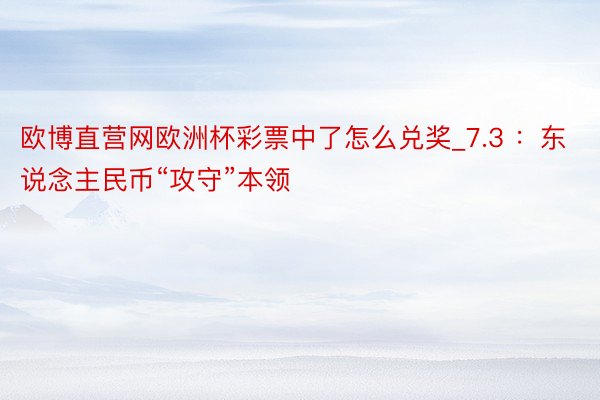 欧博直营网欧洲杯彩票中了怎么兑奖_7.3 :东说念主民币“攻守”本领
