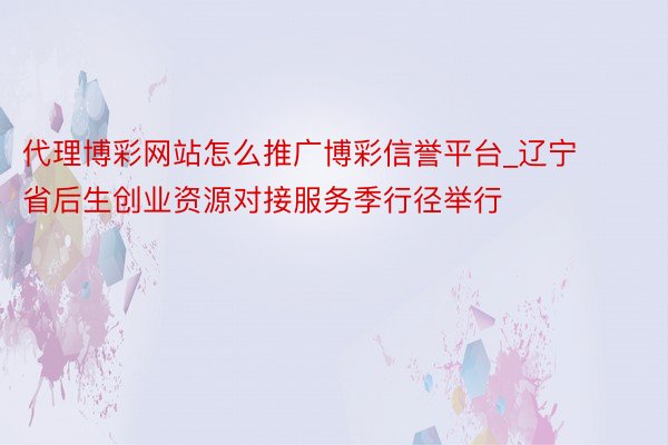 代理博彩网站怎么推广博彩信誉平台_辽宁省后生创业资源对接服务季行径举行